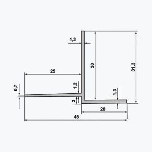 TEMPOLISTEL® B105 Perfil de transición para unión de falso techo de placas de yeso laminado y desmontable con un lado para enlucir - Imagen 2